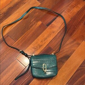 Green Crocodile-Embossed Crossbody Bag